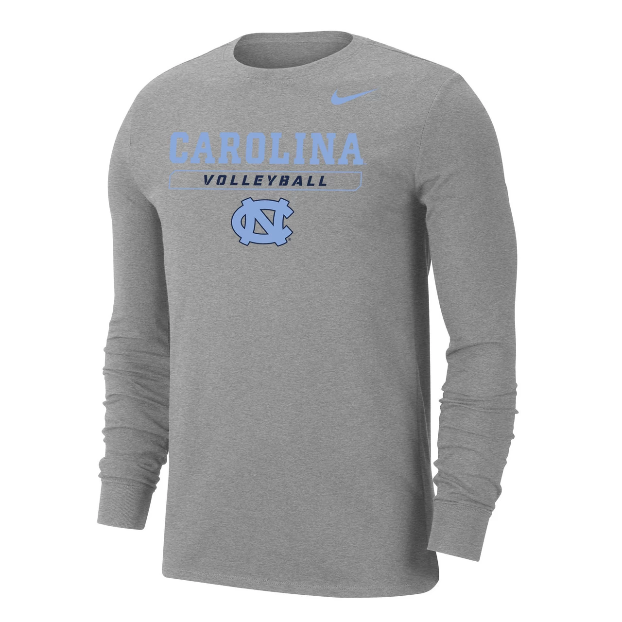 Nike Men's Volleyball University Of North Carolina Dri-Fit Cotton Long Sleeve Tee - Dark Heather