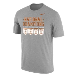 Nike Unisex Volleyball University Of Texas 4-Time Champions Dri-Fit Cotton Short Sleeve Tee - Dark Heather Grey