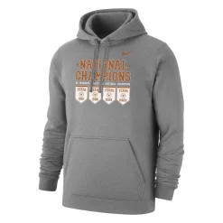 Nike Unisex Volleyball University Of Texas 4-Time Champions Club Fleece Hoodie - Dark Grey Heather