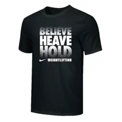 Nike Men's Weightlifting Believe Heave Hold Black Tee - Black/White Fade
