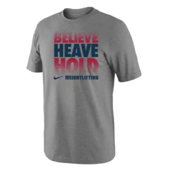 Nike Men's Weightlifting Believe Heave Hold Grey Tee - Grey/Red/Blue Fade