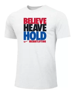 Nike Women's Weightlifting Believe Heave Hold Tee - White/Red/Black/Blue