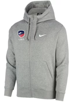 Nike Youth USA Fencing Club Fleece Full Zip Hoodie - Heather Grey
