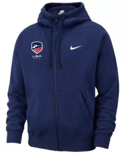 Nike Men's USA Fencing Club Fleece Full Zip Hoodie - Navy/White