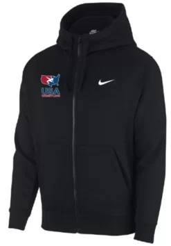 Nike Men's USA Wrestling Club Fleece Full Zip Hoodie - Black