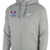 Nike Youth USA Wrestling Club Fleece Full Zip Hoodie - Heather Grey