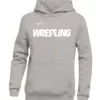 Nike Youth Wrestling Pullover Club Fleece Hoodie - Grey/White