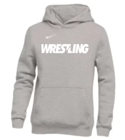 Nike Youth Wrestling Pullover Club Fleece Hoodie - Grey/White