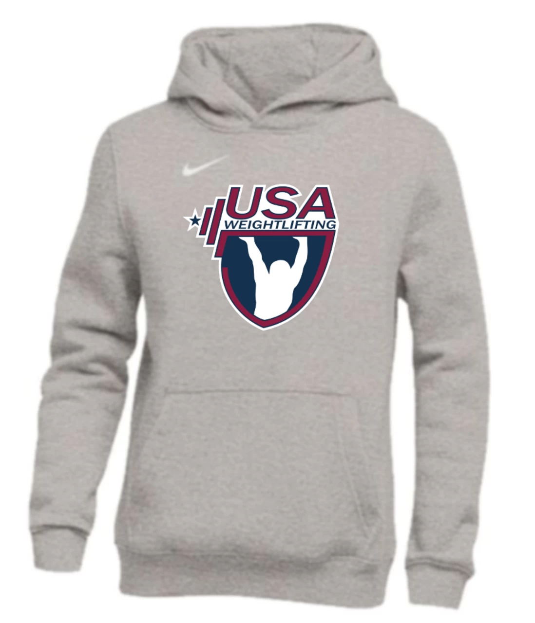 Nike Youth USA Weightlifting Pullover Club Fleece Hoodie - Grey/White
