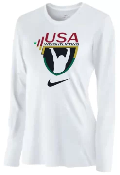 Nike Women's USA Weightlifting Team Legend LS Black History Month Crew - White