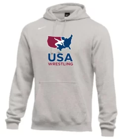 Nike Men's USA Wrestling Club Fleece Pullover Hoodie - Heather Grey