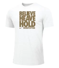 Nike Men's Weightlifting Believe Heave Hold Tee - Gold/White