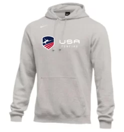 Nike Men's USA Fencing Club Horizontal Logo Fleece Pullover Hoodie - Heather Grey