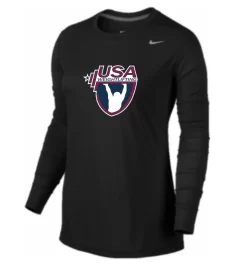 Nike Women's USA Weightlifting Legend LS Crew - Black/Black/Cool Grey