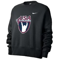Nike Women’s USA Weightlifting Fleece Trend Crew - Black/Fluorescent Raspberry