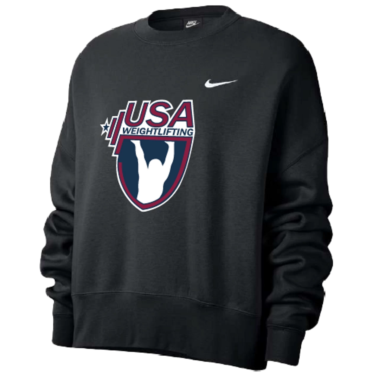 Nike Women’s USA Weightlifting Fleece Trend Crew - Black/Fluorescent Raspberry