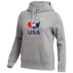Nike Women's USA Wrestling Club Fleece Pullover Hoodie - Heather Grey/White