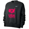 Nike Women’s USA Wrestling Fleece Trend Crew - Black/Fluorescent Raspberry