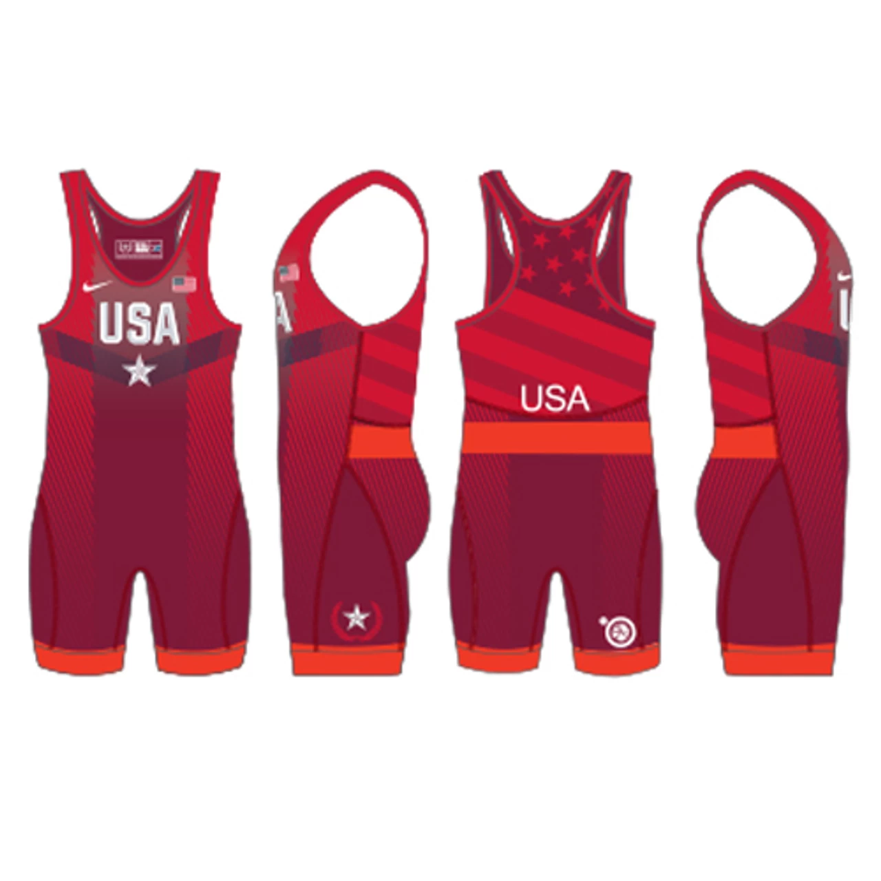 Nike Youth USA Wrestling Paris Tour Wrestling Singlet - Red