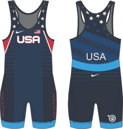Nike Men's USA Wrestling Old Glory Singlet - Blue