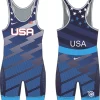 Nike Women's USA Wrestling Lightning Bolt Singlet - Blue