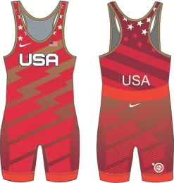 Nike Men's USA Wrestling Lightning Bolt Singlet - Red