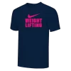 Nike Men's Weightlifting Stacked Tee - Navy/Fluorescent Pink