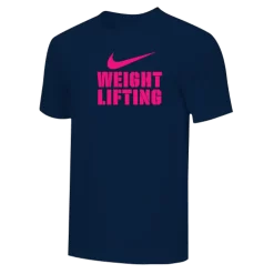 Nike Men's Weightlifting Stacked Tee - Navy/Fluorescent Pink