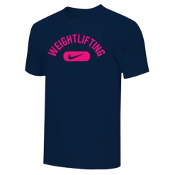 Nike Men's Weightlifting Swoosh Tee - Navy/Fluorescent Pink