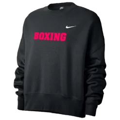 Nike Women’s Boxing Fleece Trend Crew - Black/Fluorescent Raspberry