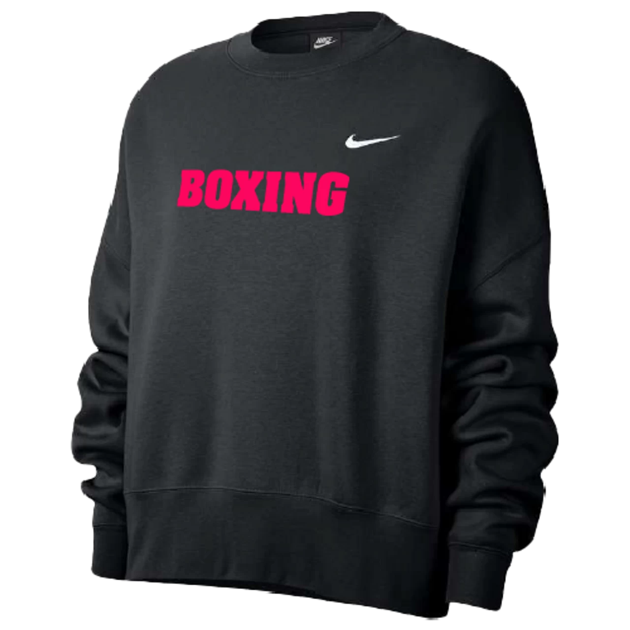 Nike Women’s Boxing Fleece Trend Crew - Black/Fluorescent Raspberry