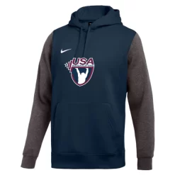 Nike Men's USA Weightlifting Club Fleece Color Block Hoodie - Navy/Grey