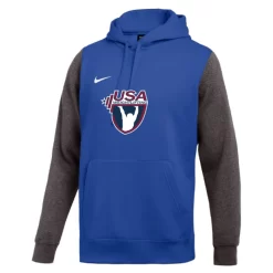 Nike Men's USA Weightlifting Club Fleece Color Block Hoodie - Royal/Grey