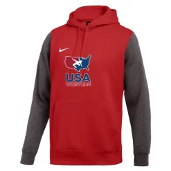 Nike Men's USA Wrestling Club Fleece Color Block Hoodie - Red/Grey