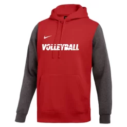 Nike Men's Volleyball Club Fleece Color Block Hoodie - Red/Grey