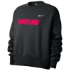 Nike Women’s Wrestling Fleece Trend Crew - Black/Fluorescent Raspberry