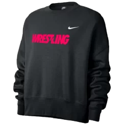 Nike Women’s Wrestling Fleece Trend Crew - Black/Fluorescent Raspberry